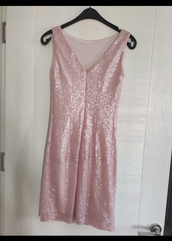 Pembe Parlak Mini Abiye Elbise - Görsel 5