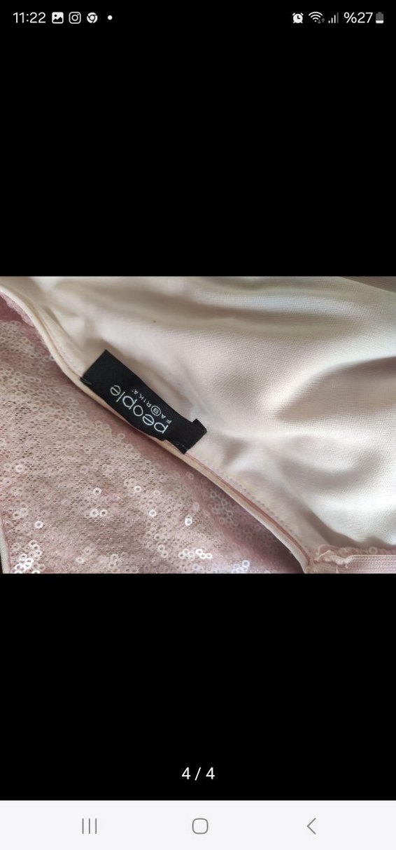 Pembe Parlak Mini Abiye Elbise - Görsel 2