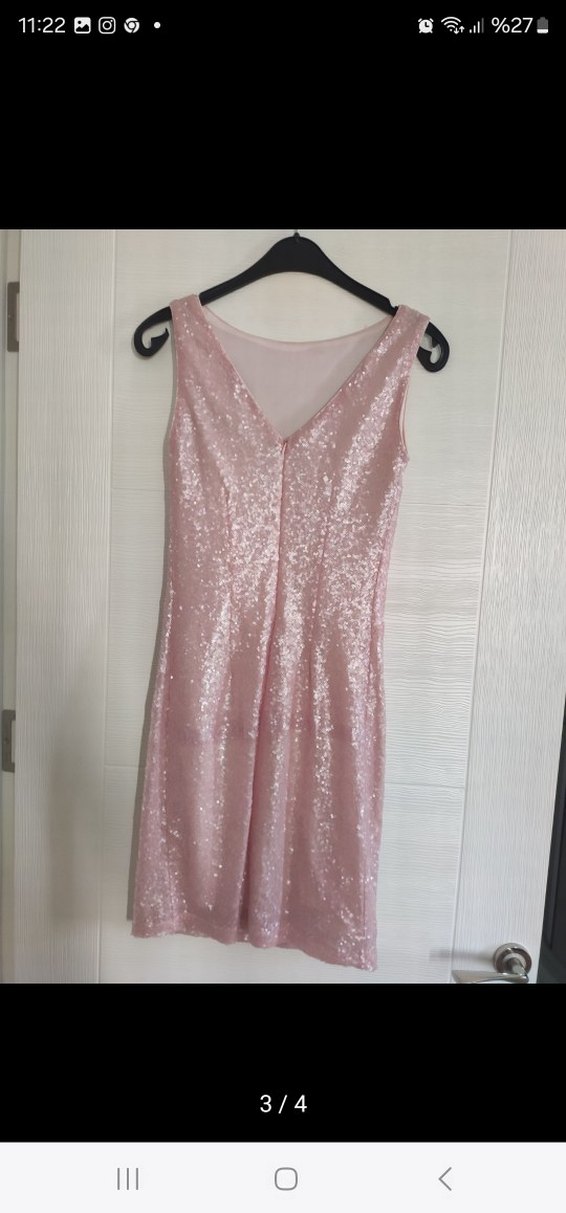 Pembe Parlak Mini Abiye Elbise - Görsel 5