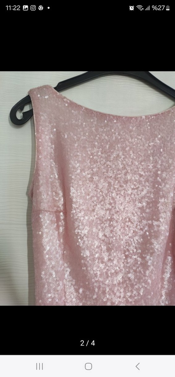 Pembe Parlak Mini Abiye Elbise - Görsel 4