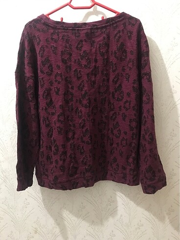 diğer Beden bordo Renk Leopar desenli simli bluz