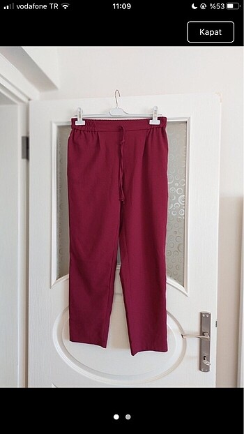 Kırmızı oversize kumaş pantolon
