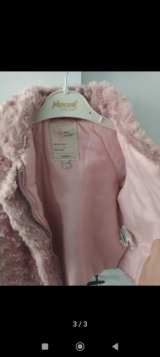 Kız Çocuk Pembe Peluş Mont - Görsel 3