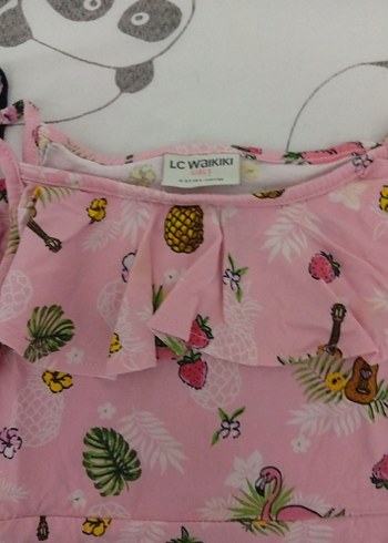 Pembe Nakışlı Askısız Kız Elbisesi - Görsel 4