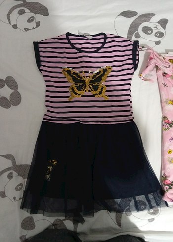 Pembe Nakışlı Askısız Kız Elbisesi - Görsel 2