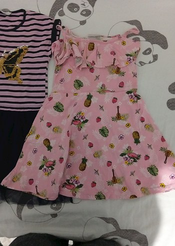 Pembe Nakışlı Askısız Kız Elbisesi - Görsel 3