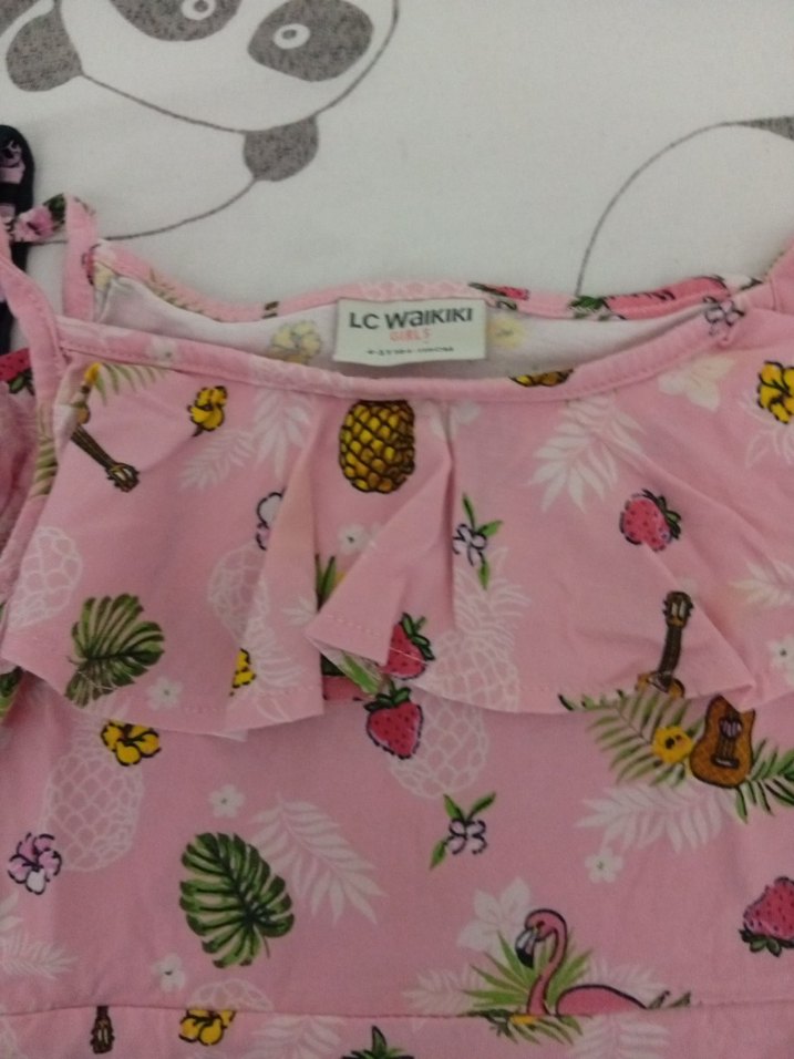 Pembe Nakışlı Askısız Kız Elbisesi - Görsel 4