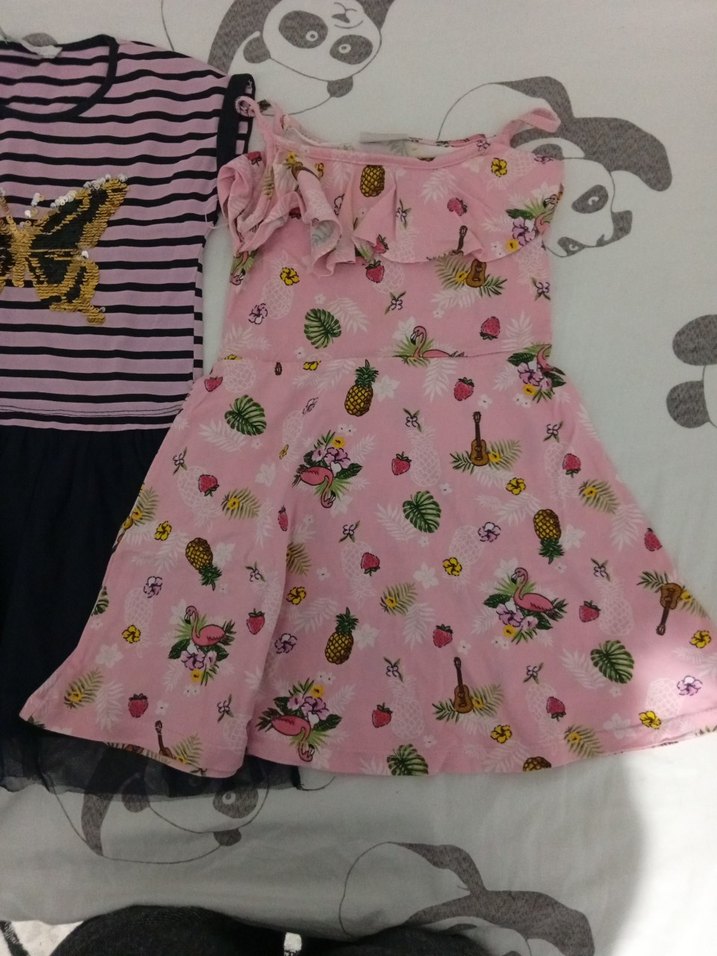 Pembe Nakışlı Askısız Kız Elbisesi - Görsel 3