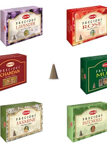 Beden Ahşap tütsülük ve 3 paket konik tütsü