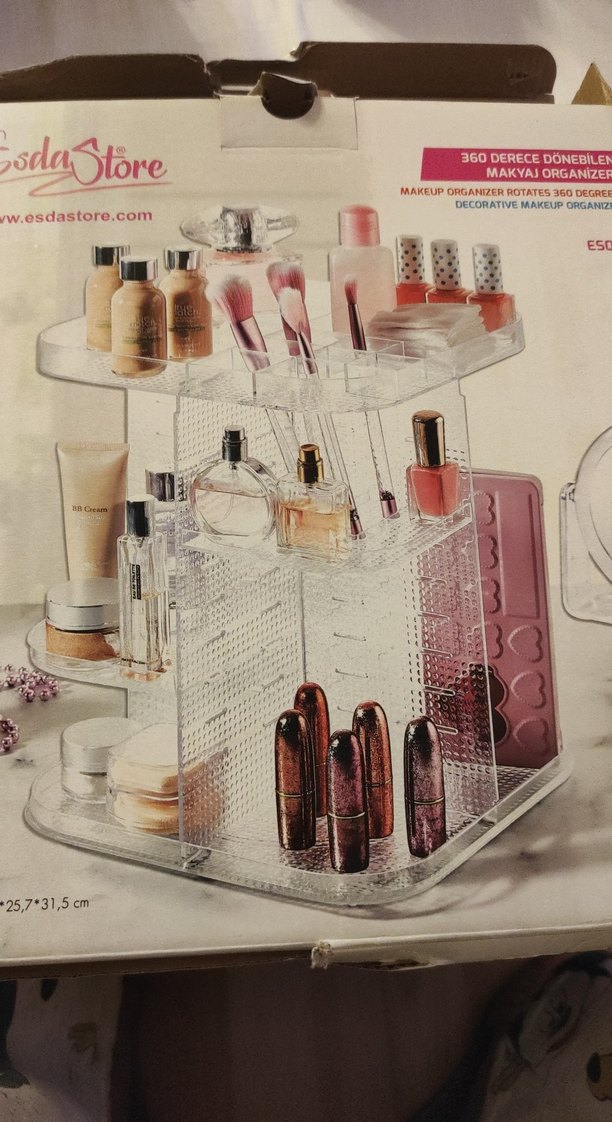 Beyaz Dönerli Makyaj Organizer - Görsel 2