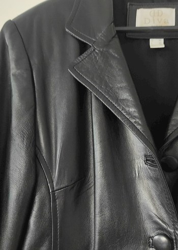 Düğmeli Siyah Deri Kadın Ceket - Görsel 2