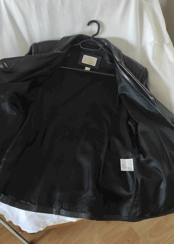 Düğmeli Siyah Deri Kadın Ceket - Görsel 7