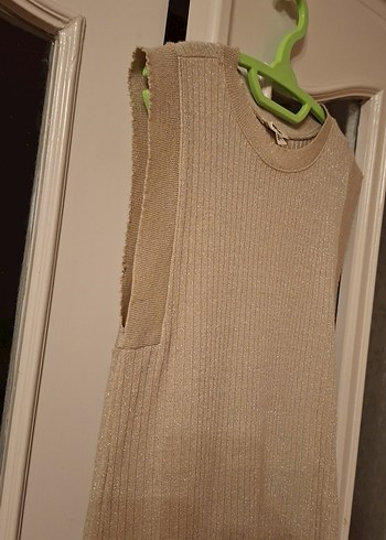 Bej Uzun Örgü Kadın Süveter - Görsel 4