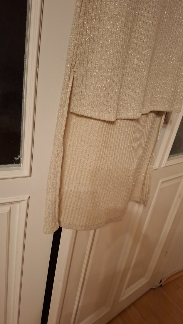 Bej Uzun Örgü Kadın Süveter - Görsel 5