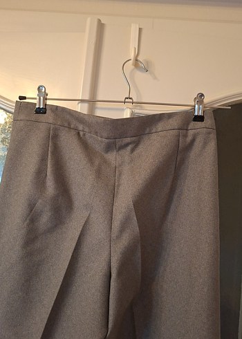 gri kaşe düz kesim bayan pantolon - Görsel 6