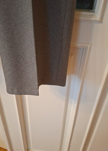 gri kaşe düz kesim bayan pantolon - Görsel 4