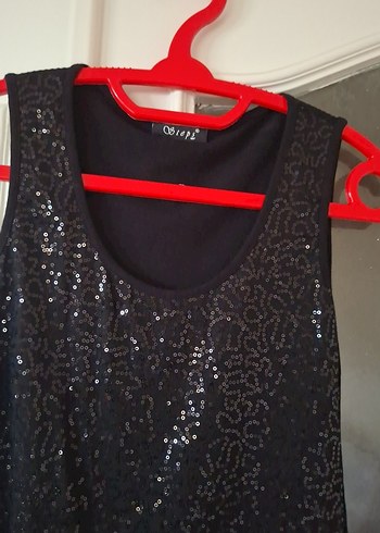 Parlak Siyah Kolsuz Kadın Bluz - Görsel 3