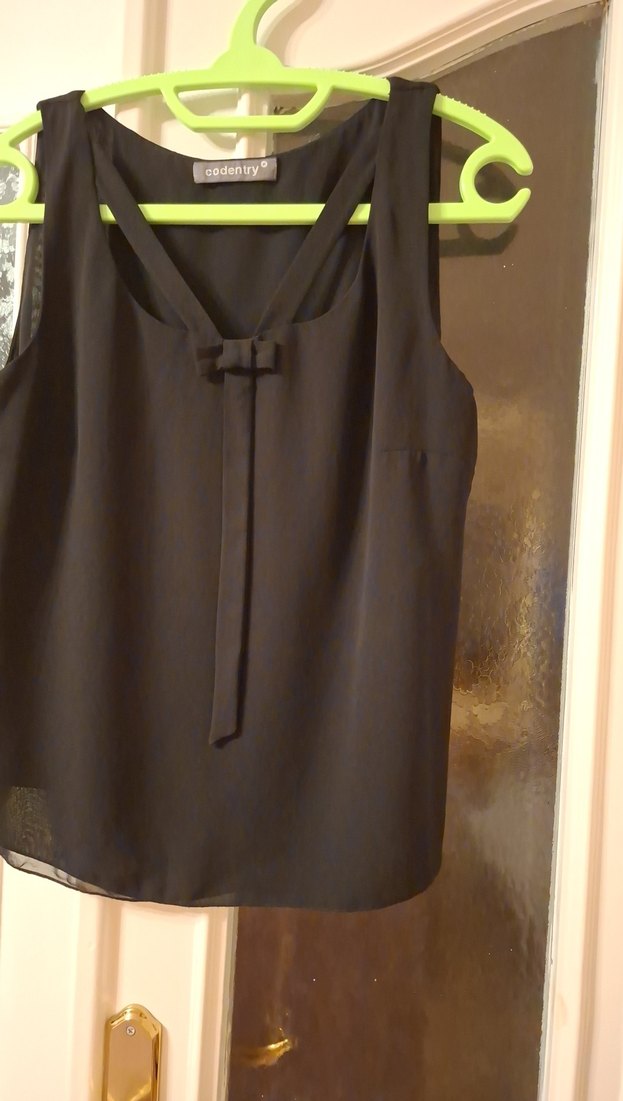 Siyah Kolsuz sifon bluz - Görsel 2