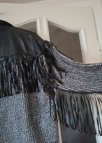 püsküllü deri detaylı ceket - Görsel 8