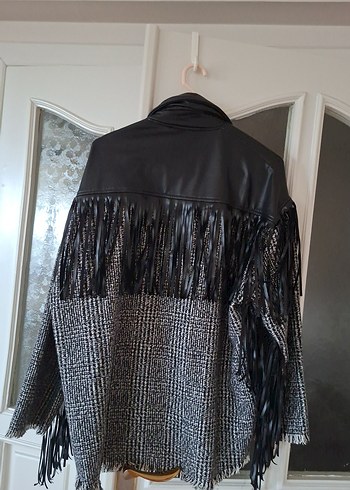 püsküllü deri detaylı ceket - Görsel 7