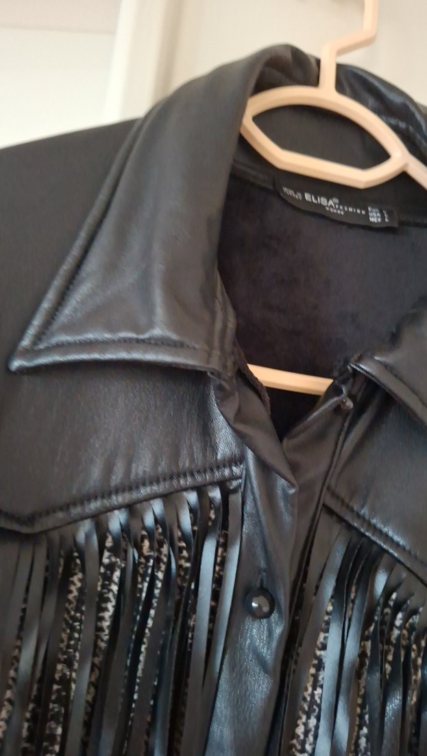 püsküllü deri detaylı ceket - Görsel 4