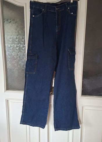 Diğer Koyu Mavi Denim Kargo Pantolon