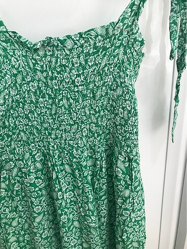 42 Beden Yeşil midi günlük çiçekli elbise