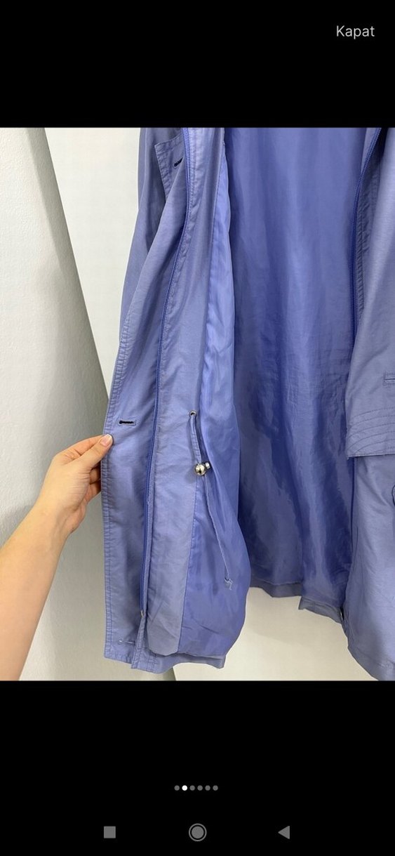 Mavi Düğmeli Midi Kadın Ceket - Görsel 3