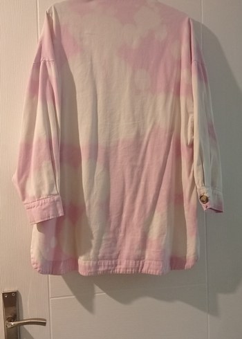 Düğmeli Pembe Batik Desenli Kadın Gömlek - Görsel 2