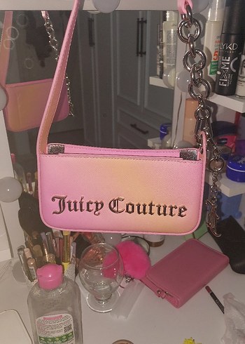 Juicy Couture Baskılı Pembe Fermuarlı Mini Çanta
