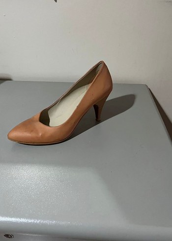 Kahverengi Deri Stiletto Kadın Topuklu Ayakkabı - Görsel 2