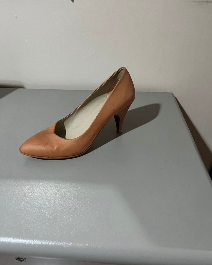 Kahverengi Deri Stiletto Kadın Topuklu Ayakkabı - Görsel 2