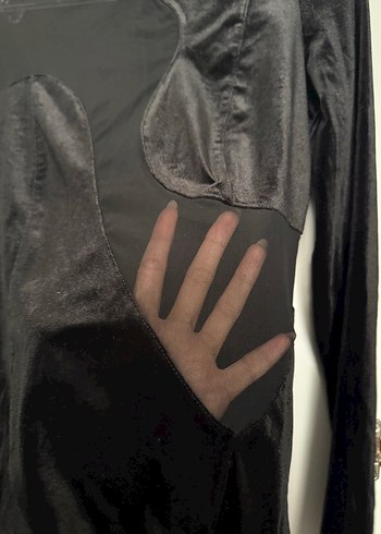 Uzun Kollu Siyah Şeffaf Gotik Elbise - Görsel 2