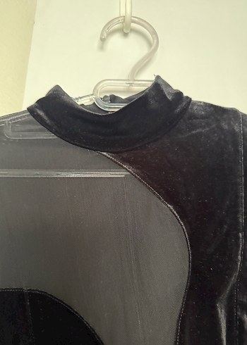 Uzun Kollu Siyah Şeffaf Gotik Elbise - Görsel 3