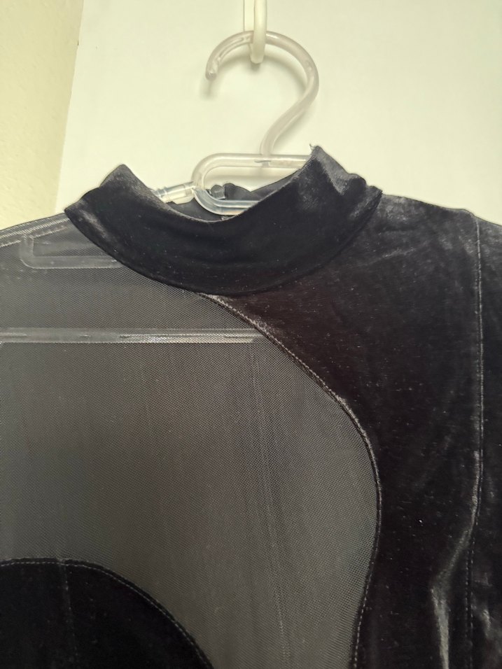 Uzun Kollu Siyah Şeffaf Gotik Elbise - Görsel 3