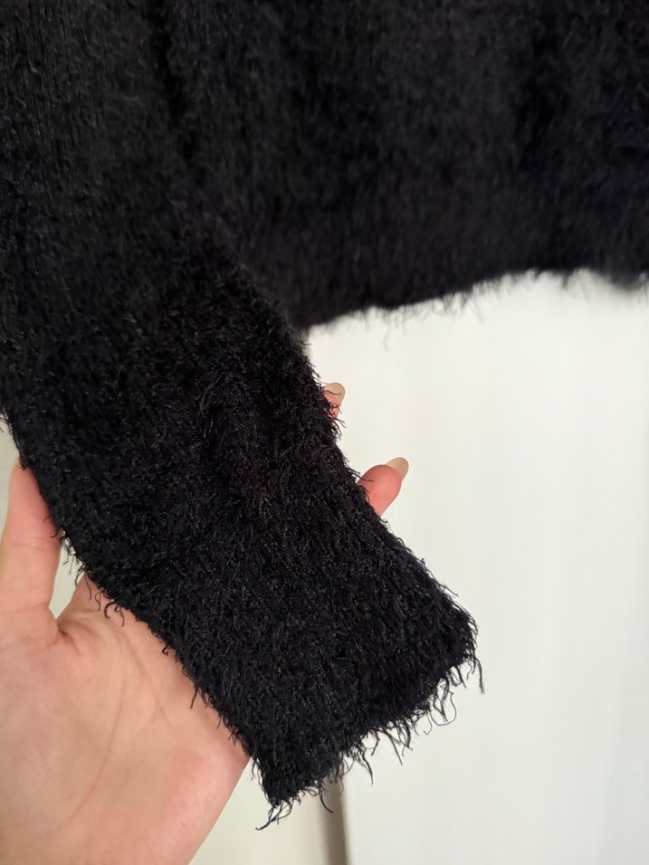Siyah Uzun Kollu Kadın Triko Kazak - Görsel 4