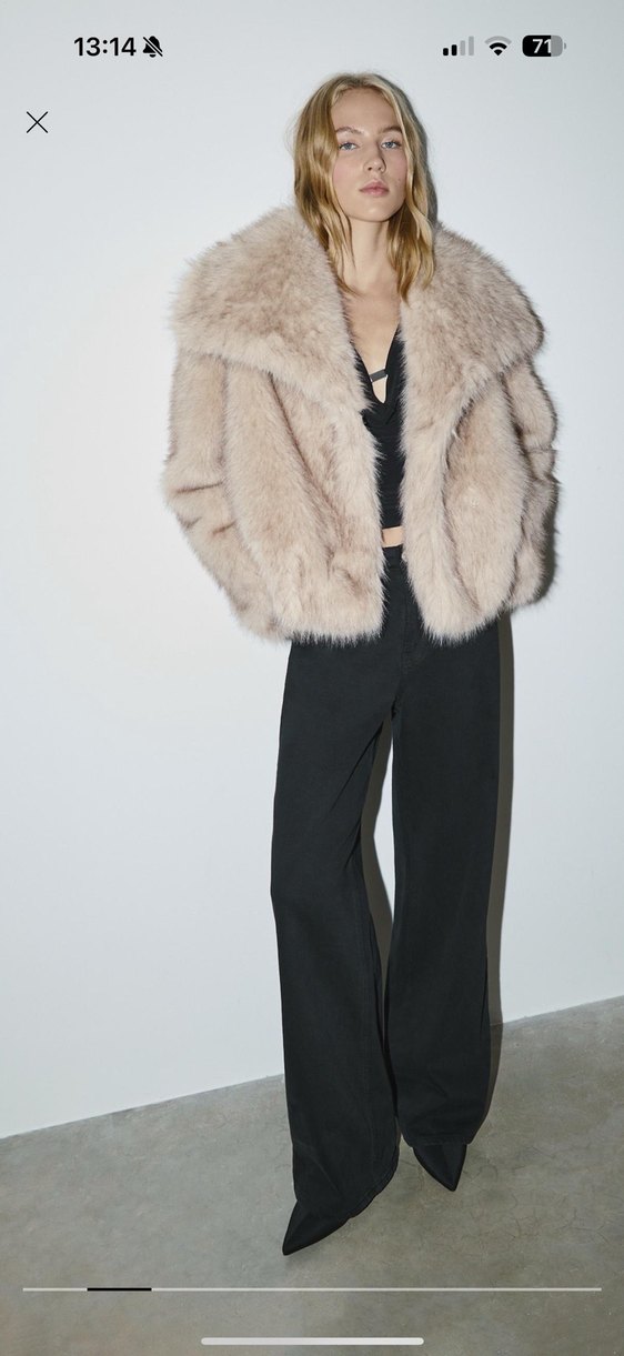 Stradivarius Bej Kısa Suni Kürk - Görsel 2