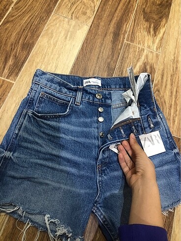 straight fit bermuda jean zara şort - Görsel 6