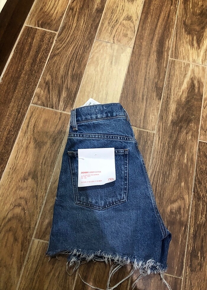 straight fit bermuda jean zara şort - Görsel 5