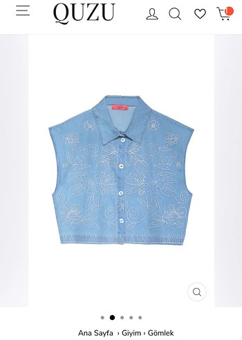 Quzu Mavi Kolsuz Nakışlı Denim  Takım - Görsel 3