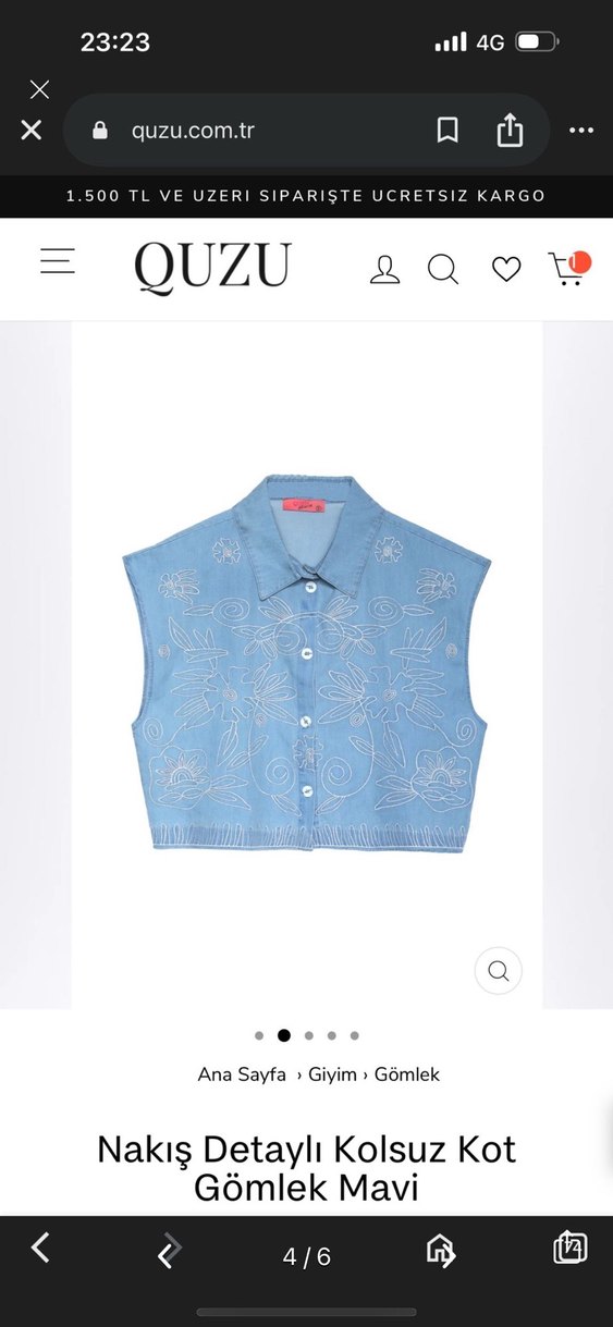 Quzu Mavi Kolsuz Nakışlı Denim  Takım - Görsel 3