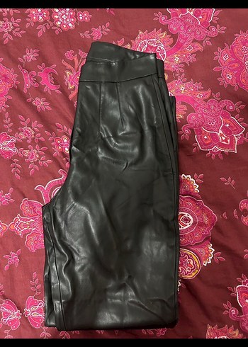 Düğmeli Siyah Deri Kadın Ceket Pantolon Takım - Görsel 6