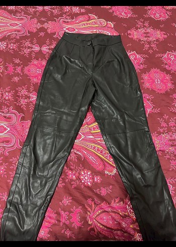 Düğmeli Siyah Deri Kadın Ceket Pantolon Takım - Görsel 5