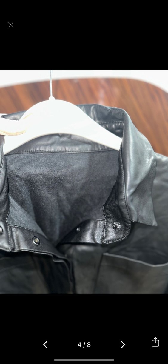 Düğmeli Siyah Deri Kadın Ceket Pantolon Takım - Görsel 4