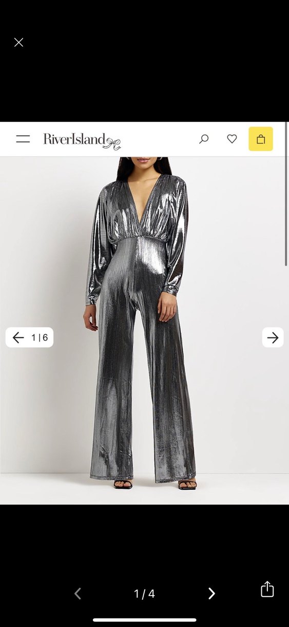 Riverisland Parlak Gri Metalik Uzun Tulum - Görsel 2