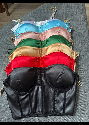 Kadın Çok Renkli Saten Mini Büstiyer - Görsel 4