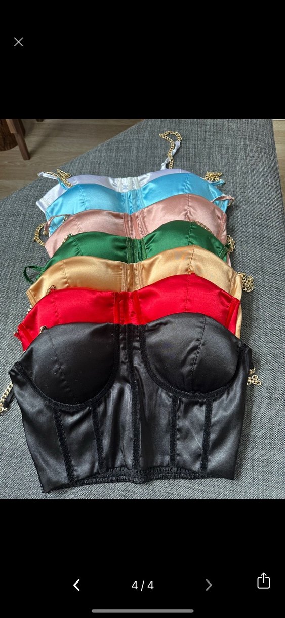 Kadın Çok Renkli Saten Mini Büstiyer - Görsel 4