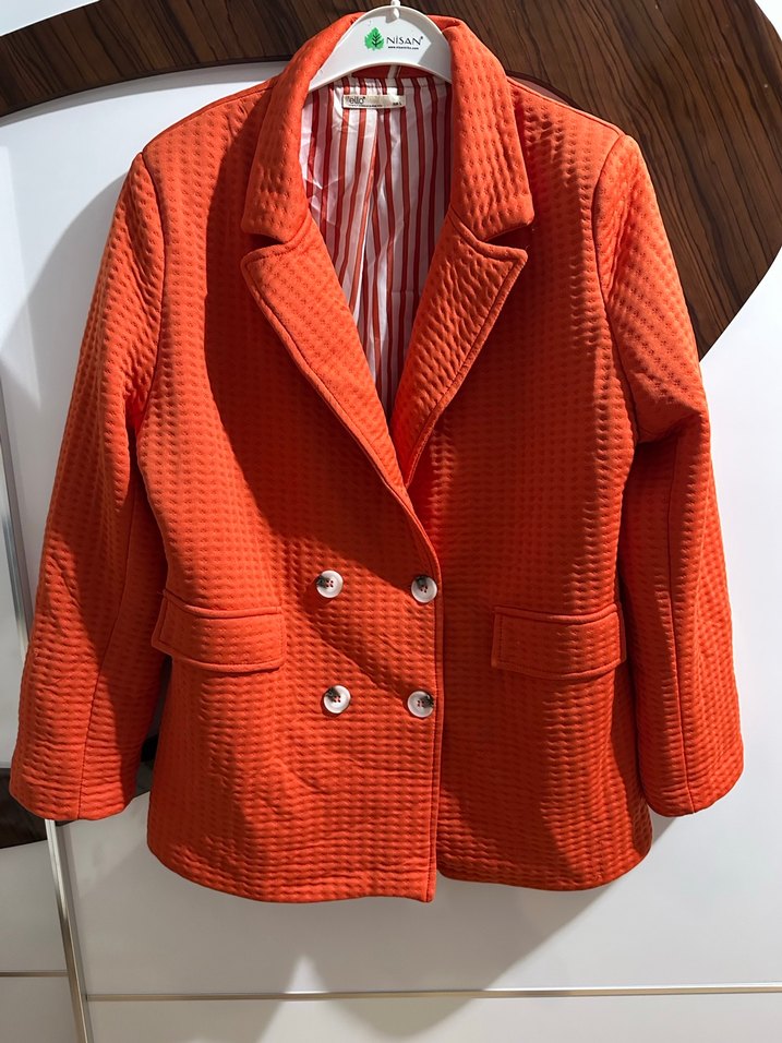 Turuncu Düğmeli Kadın Blazer Ceket - Görsel 2