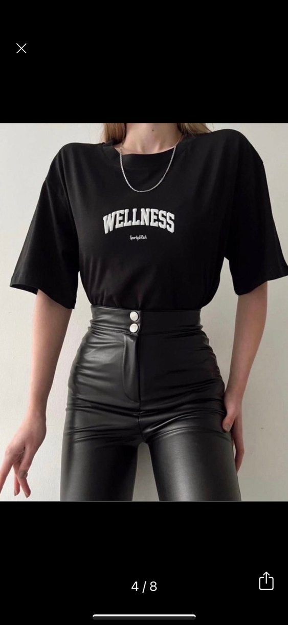 Mavi Pamuklu Oversize Kadın Tişört - Görsel 2