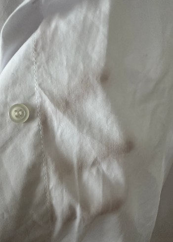 Düğmeli Beyaz Pamuklu Gömlek - Görsel 4